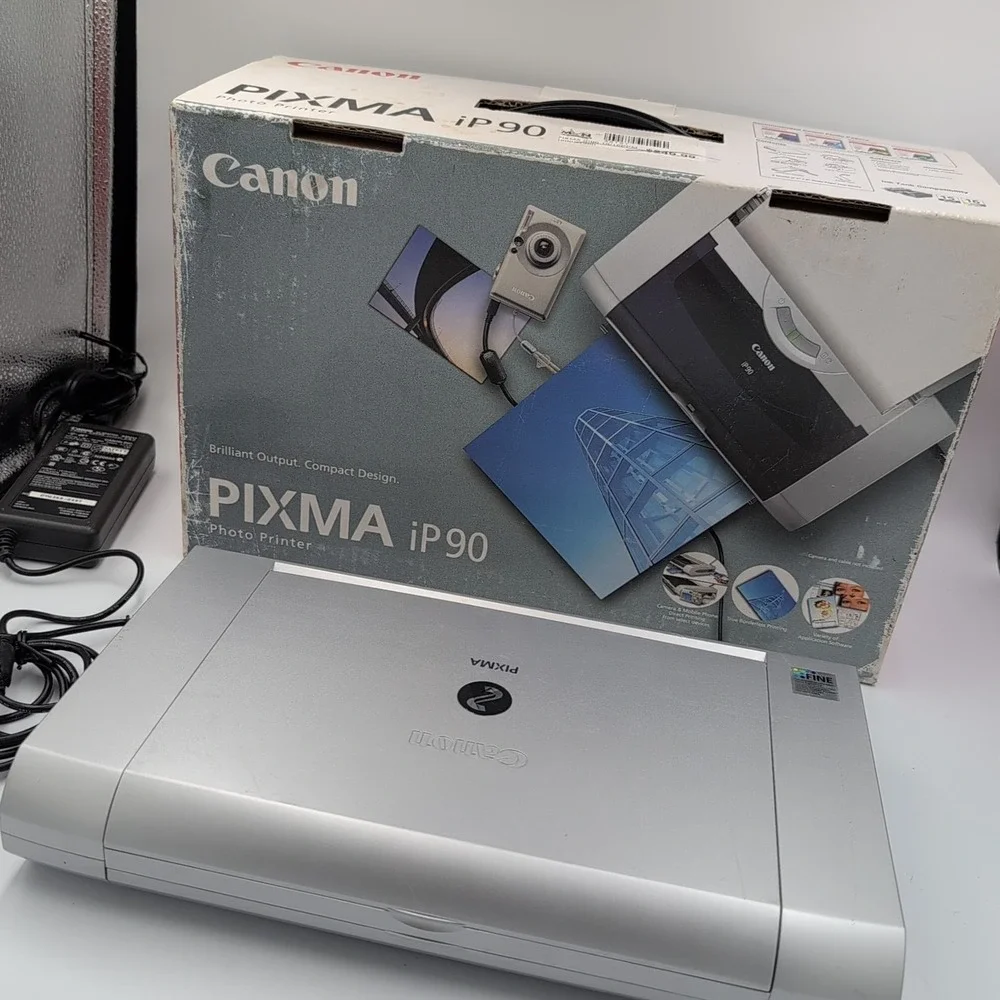 Canon Picma IP90V Photo Inkjet Printer Cord & Manual, CD - Turns On  -Untested -